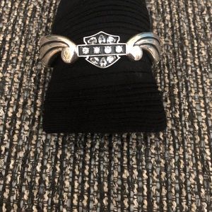 Harley-Davidson silver and crystals cuff bracelet
